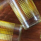 6 verres pointillés vintage jaune