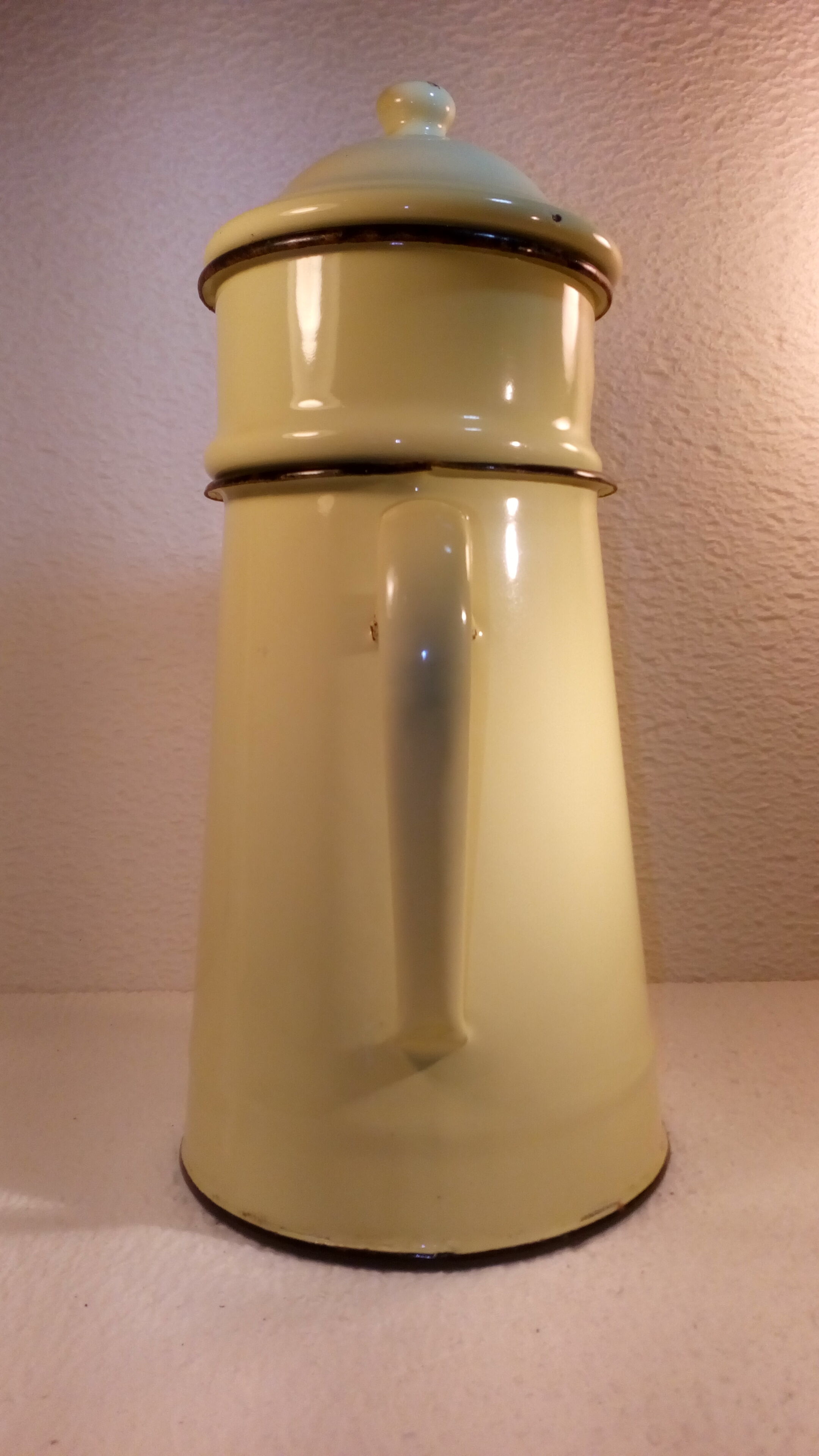 Yellow enamel coffee maker