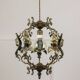 Vintage Patinated Bronze Figural Pendant Lamp