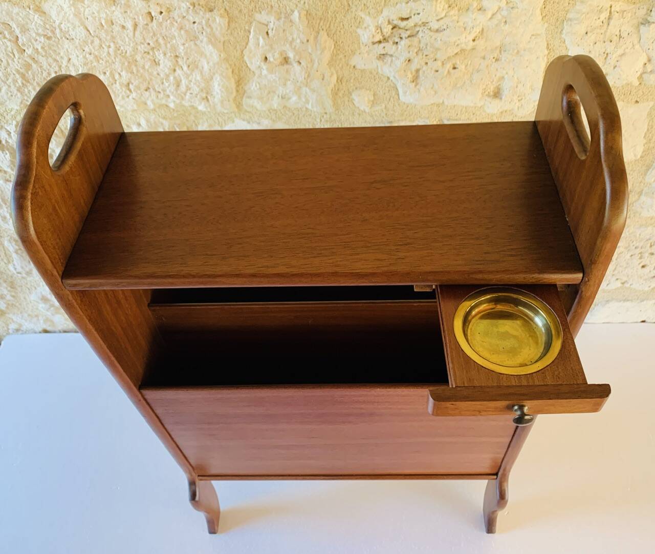 Vintage side table with magazine rack, 1960s