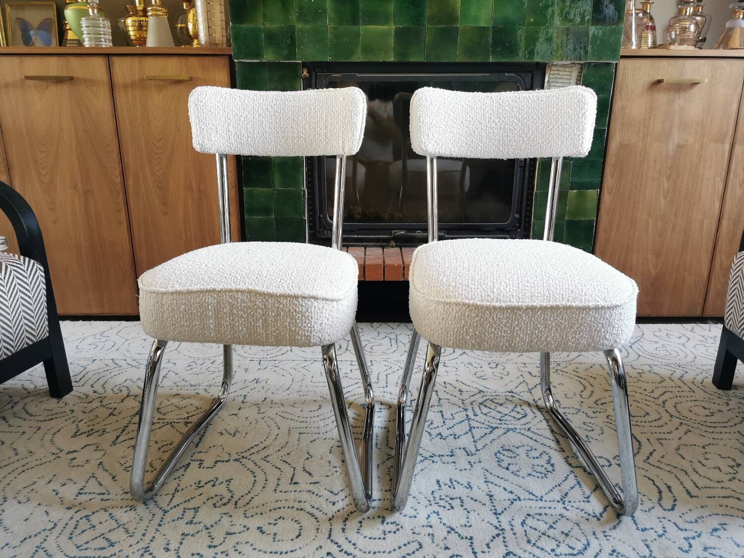 Pair of renovated vintage sled chairs