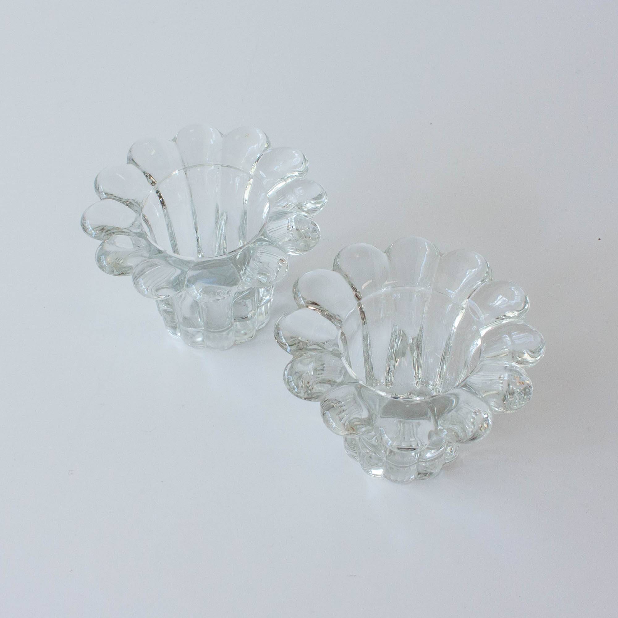 Vintage 1980s Reims-Style Glass Candle Holders