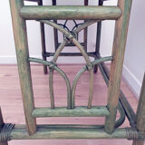 Vintage desk in bamboo and rattan, tinted green