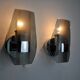 Pair of veca wall lamps, black murano glass, italy 1970