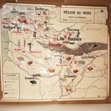 Carte murale d'école ancienne région Metz