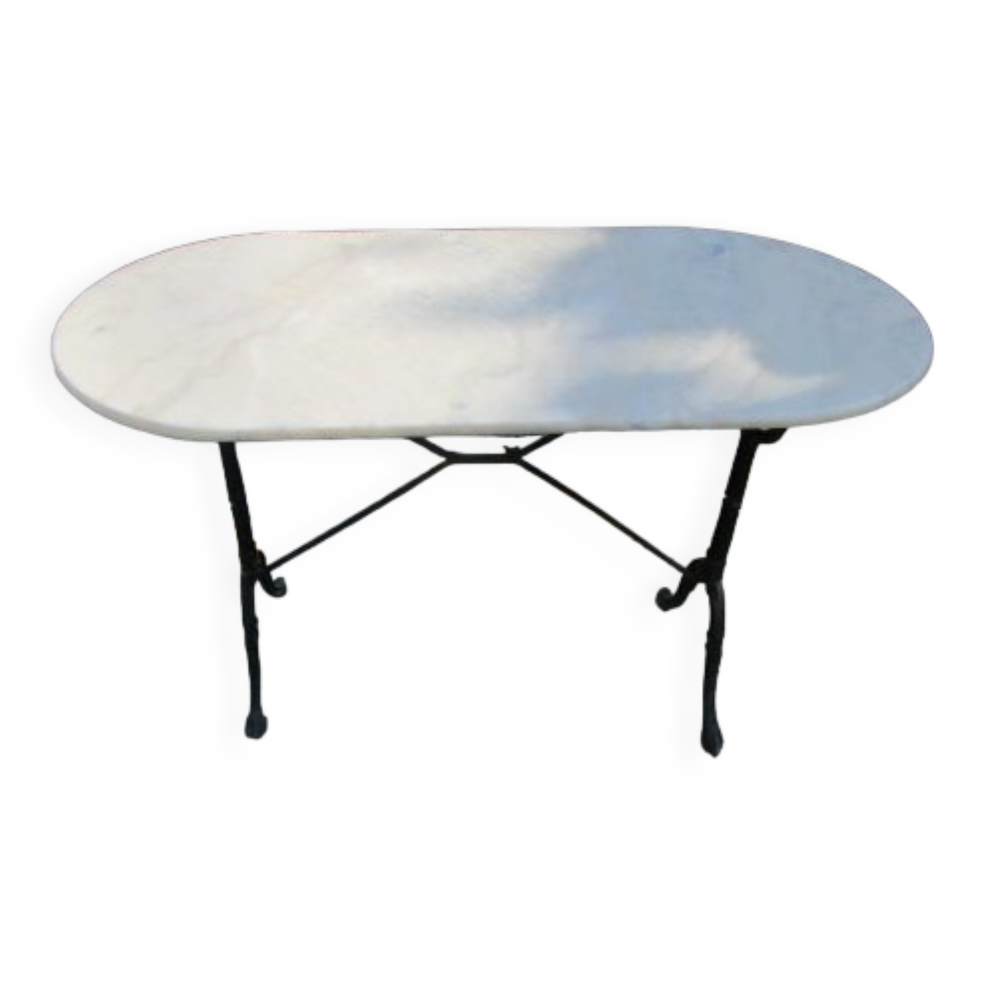 Antique marble bistro table and cast iron foot