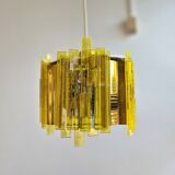 Yellow acrylic and metal pendant lamp by Claus Bolby for Cebo Industri, Denmark 1960's