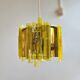 Suspension acrylique et métal jaune par Claus Bolby pour Cebo Industri, Danemark 1960's