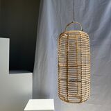 Large lantern-shaped rattan pendant lamp H50 D24