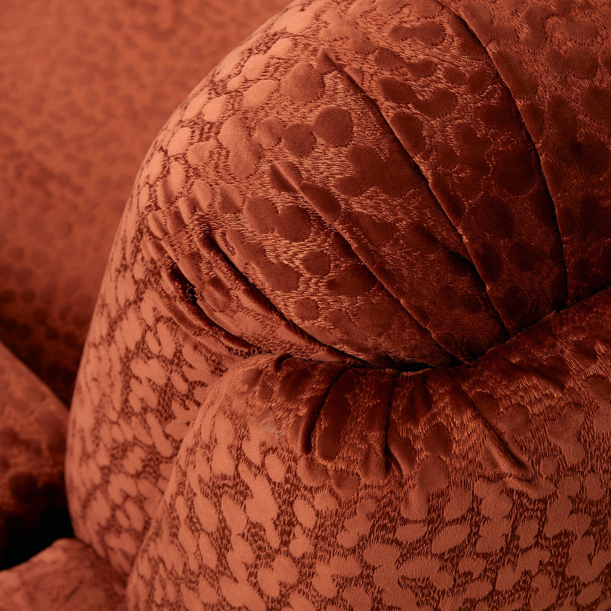 Velvet Armchair with Rounded Wooden Legs, 1970s