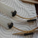 Pair of glass and metal sheaf-shaped wall lights circa 1960