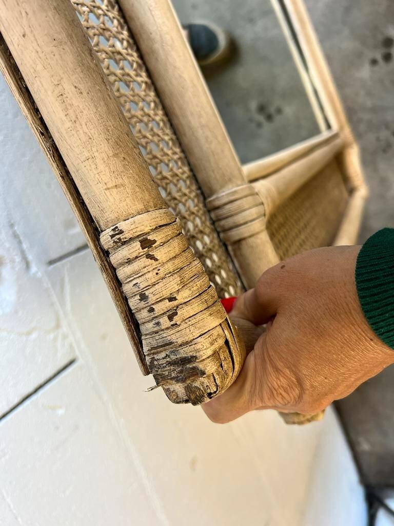 Vintage rattan mirror / romantic wall mirror