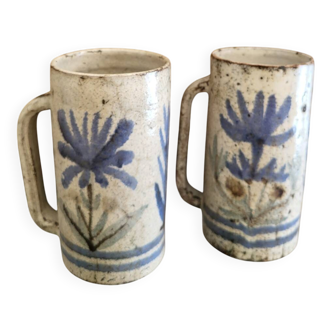 Pair of mugs Gustave Reynaud-ceramics Le Mûrier- 1950s/60s