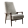 Vintage Mid-Century Scandinavian Modern White Boucle &Teak High Armchair