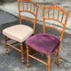 2 Napoleon III chairs in solid wood and velvet fabric