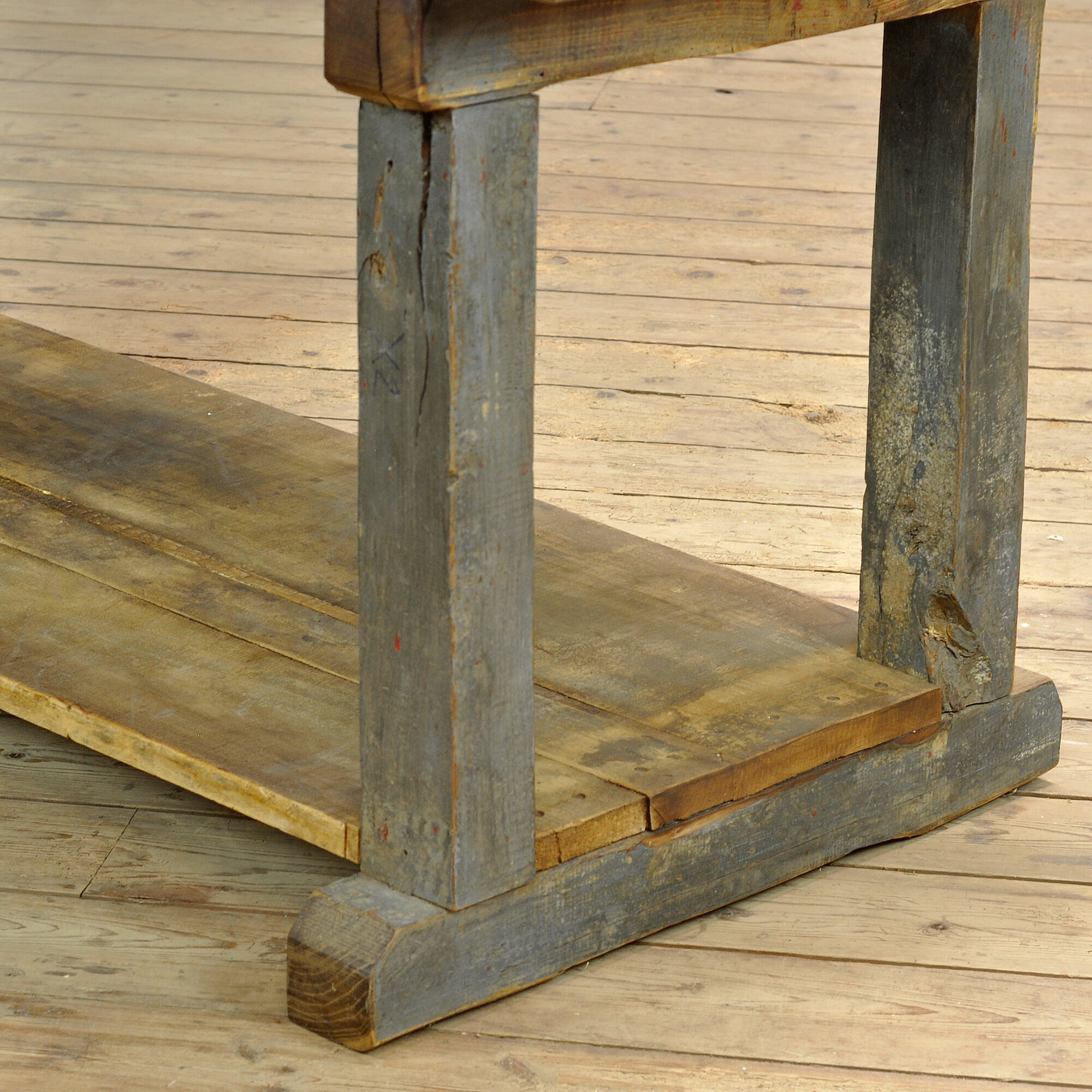 Industrial oak work table, circa 1950