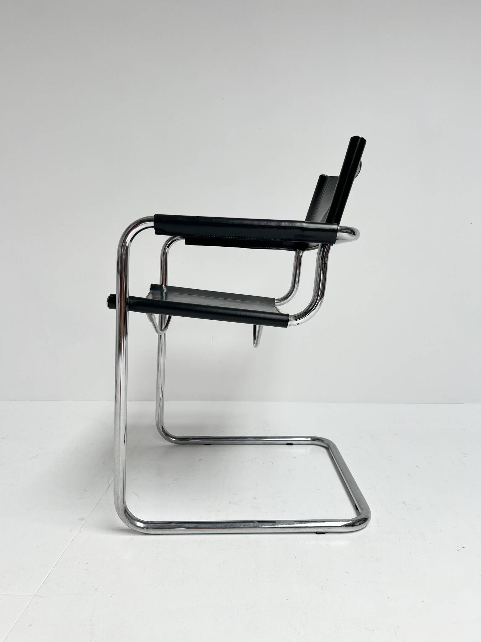 Leather Chairs by Mart Stam and Marcel Breuer, 1970s, Set of 4