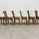 6 brutalist solid wood chairs