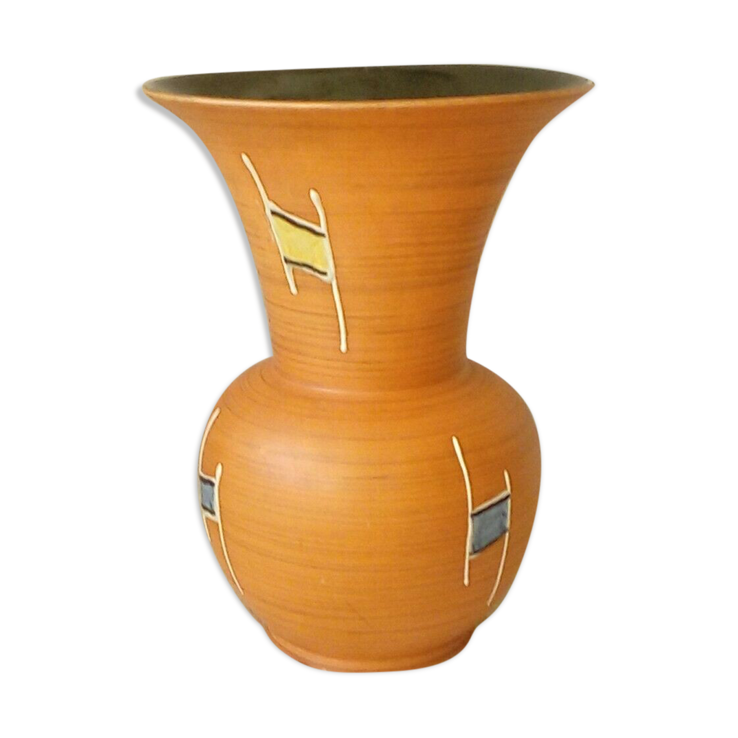Ceramic vase terracotta years 50' vintage decor emaillee