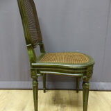 Set of 10 chairs in painted beech and Louis XVI style caning
