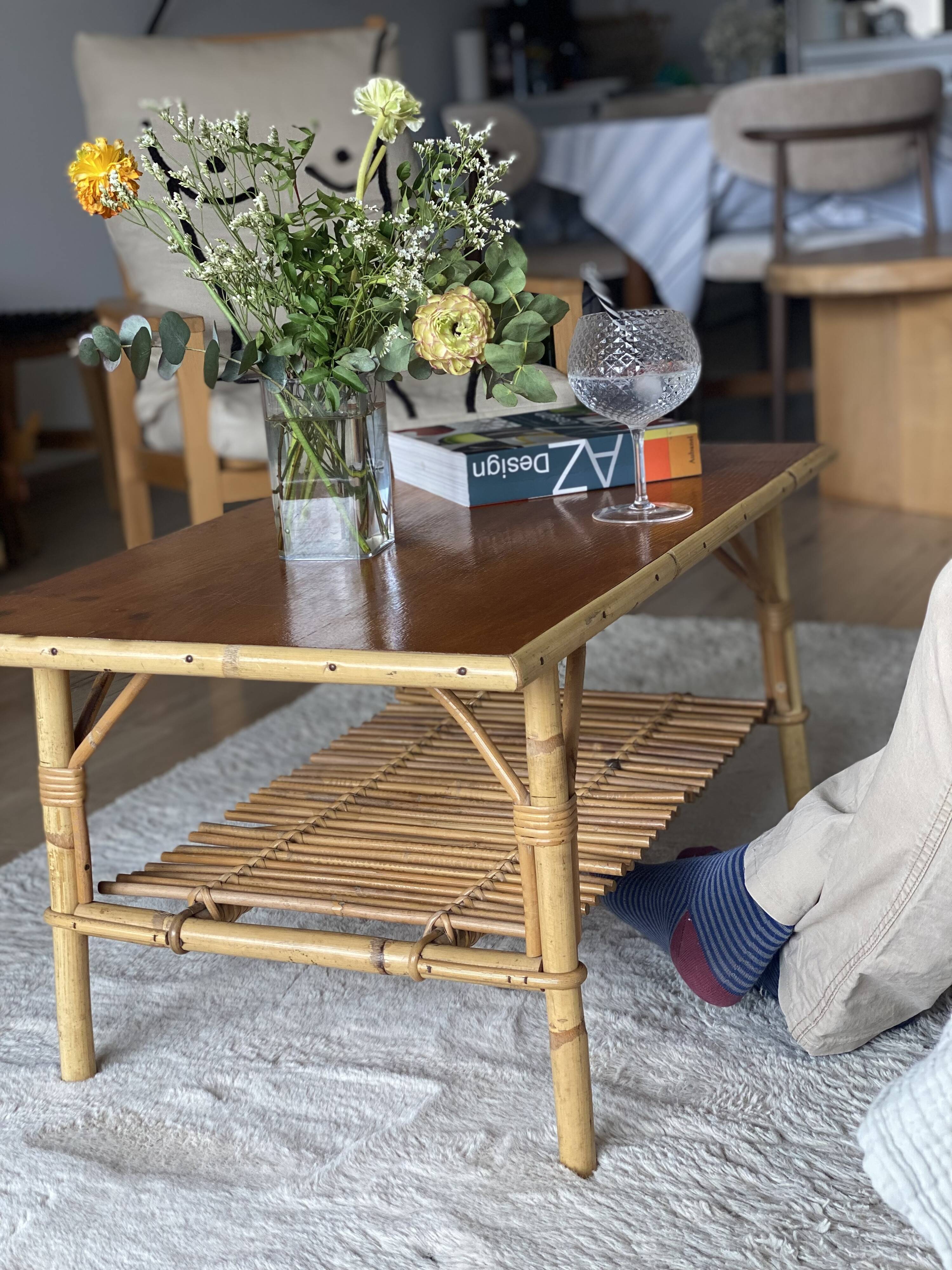 Vintage rattan coffee table