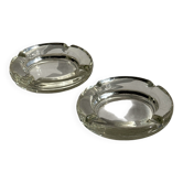 Set of 2 vintage thick glass ashtrays cigarette holders D11.5 H2.5