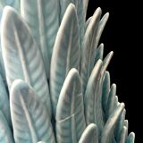 1.05 m pineapple lamp in turquoise ceramic on a gilded wooden base from the 1950s