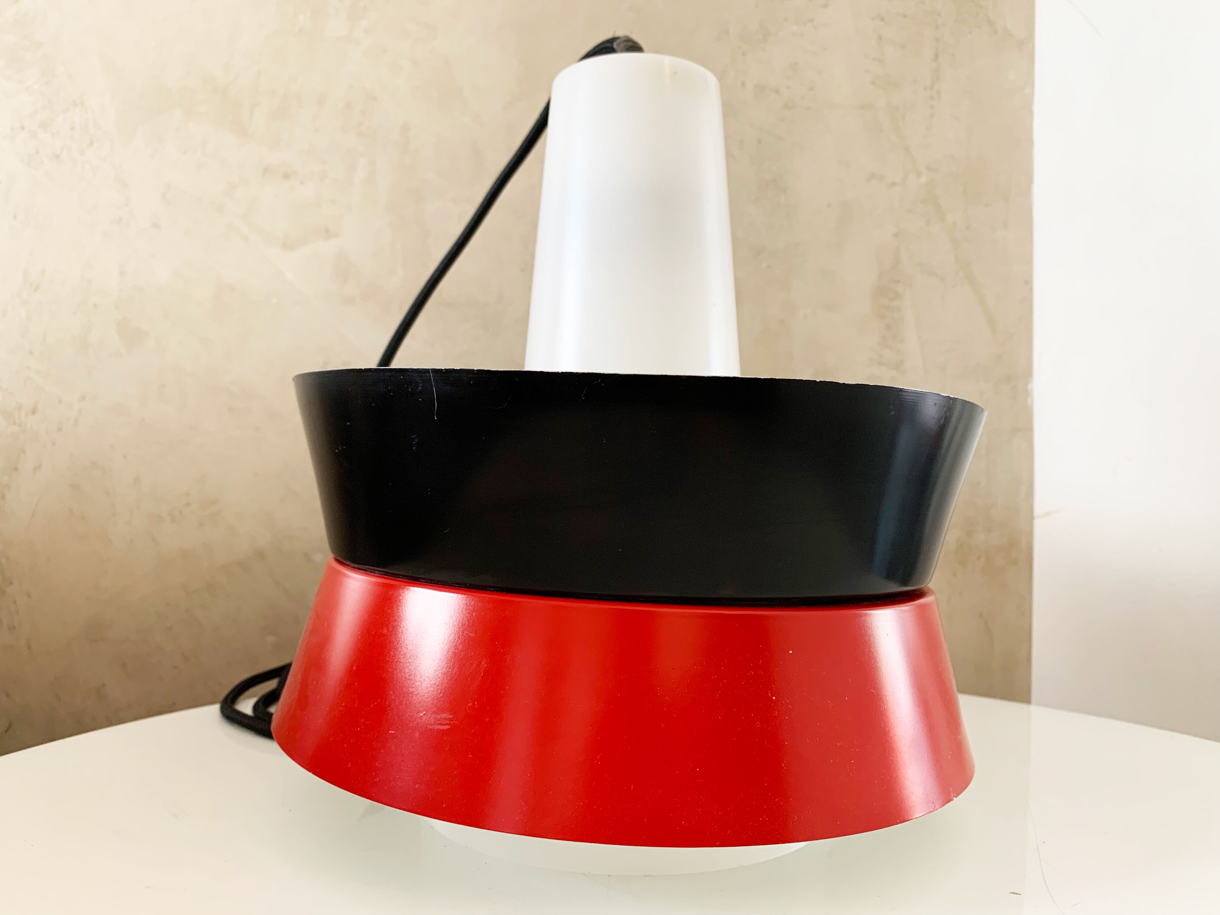 Fog and moerup pendant light - danish mid-century - vintage lamp - red & black - 1960s design