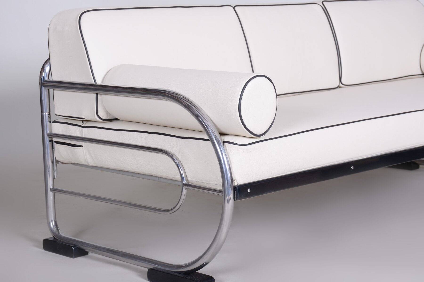 Bauhaus Sofa in Chrome, Steel, Leather by R. Slezák for Slezak Factories, Czech, 1930s