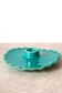 Turquoise blue serrated ceramic candle holder