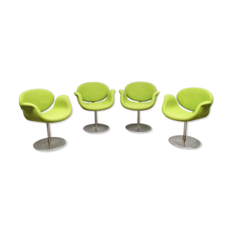 Vintage ‘little tulip’ office chairs green Pierre Paulin Artifort