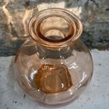 Vase flacon rose ambré en verre