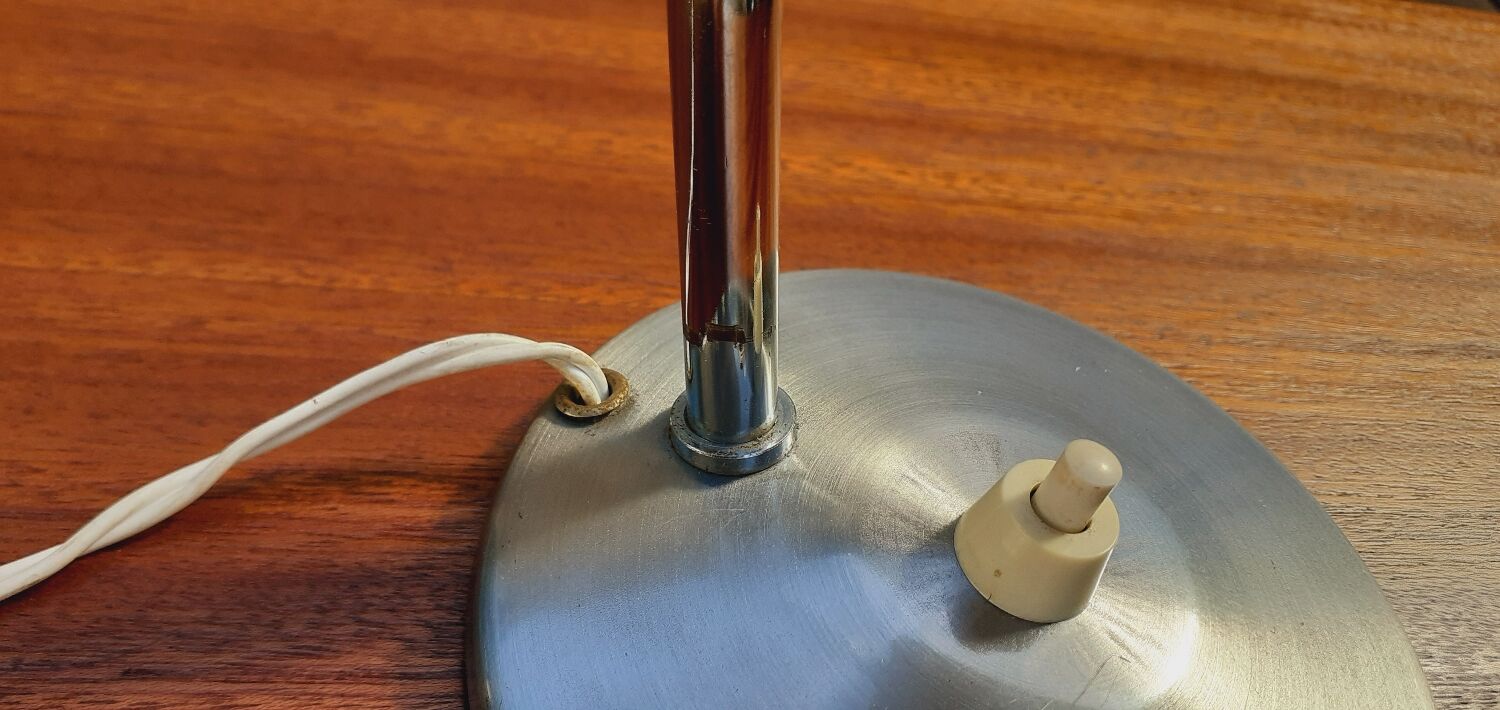 Flexible lamp vintage accent design or bedside year 70 brushed metal
