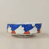 Hand painted ceramic ashtray vintage floral pattern blue decoration