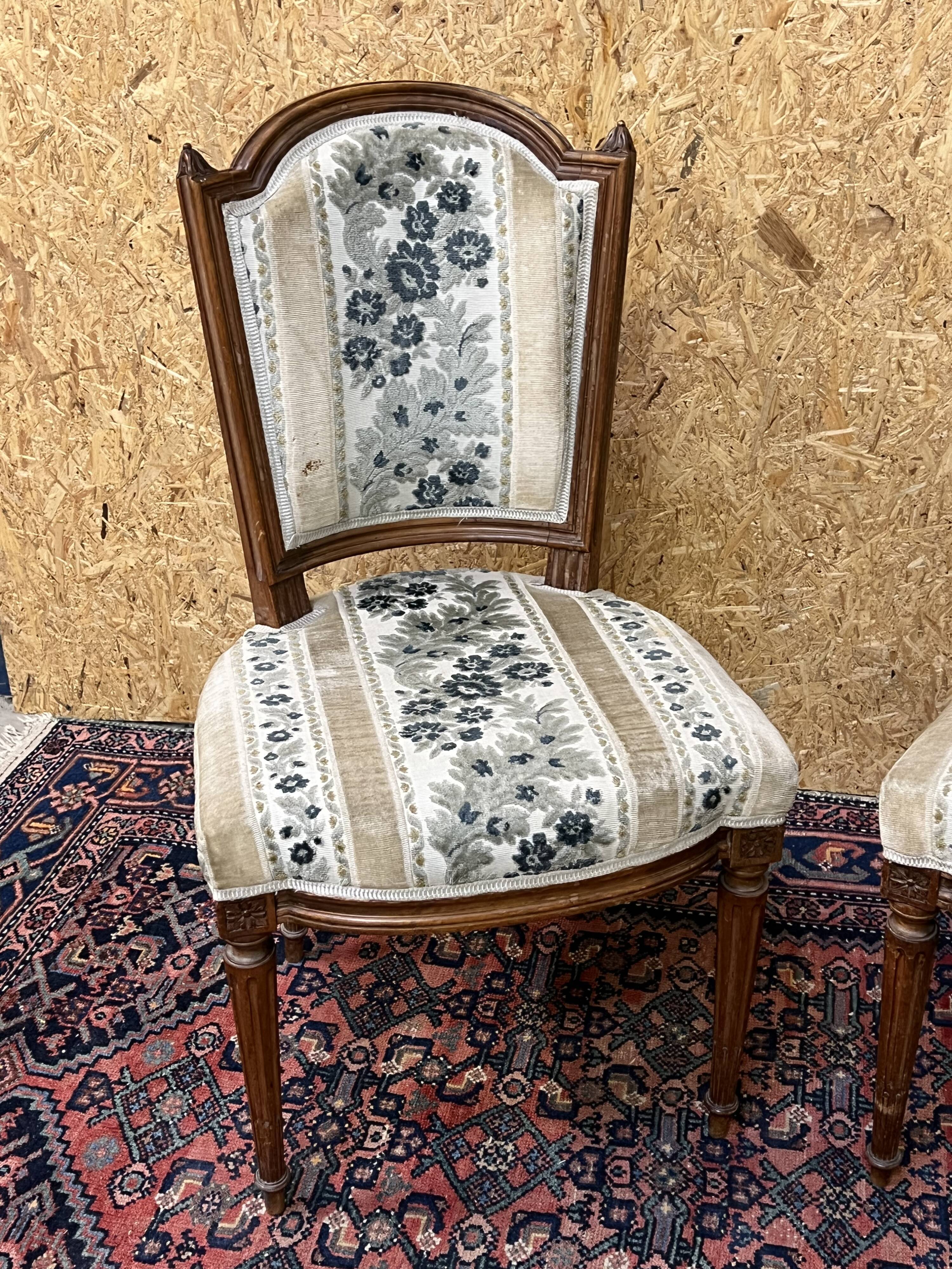 Pair of antique Louis XVI style chairs, beautifully upholstered
