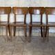6 old lounge chairs bistro curved wood
