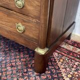 19th century Empire chest of drawers in cherry wood and black marble