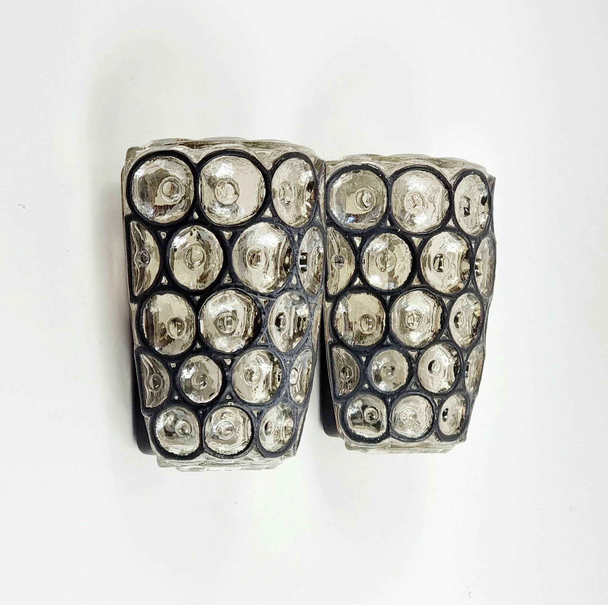 Pair of Mid-Century Modern Glass Wall Lamps from Limburg, Germany, 1960s