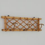 Vintage 1960s rattan coat rack