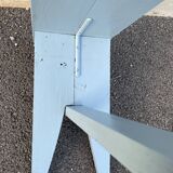 Blue painted wooden bench