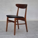 1960s, set of 4 Danish dining chairs by Farstrup, bent teak wood, reupholstered.