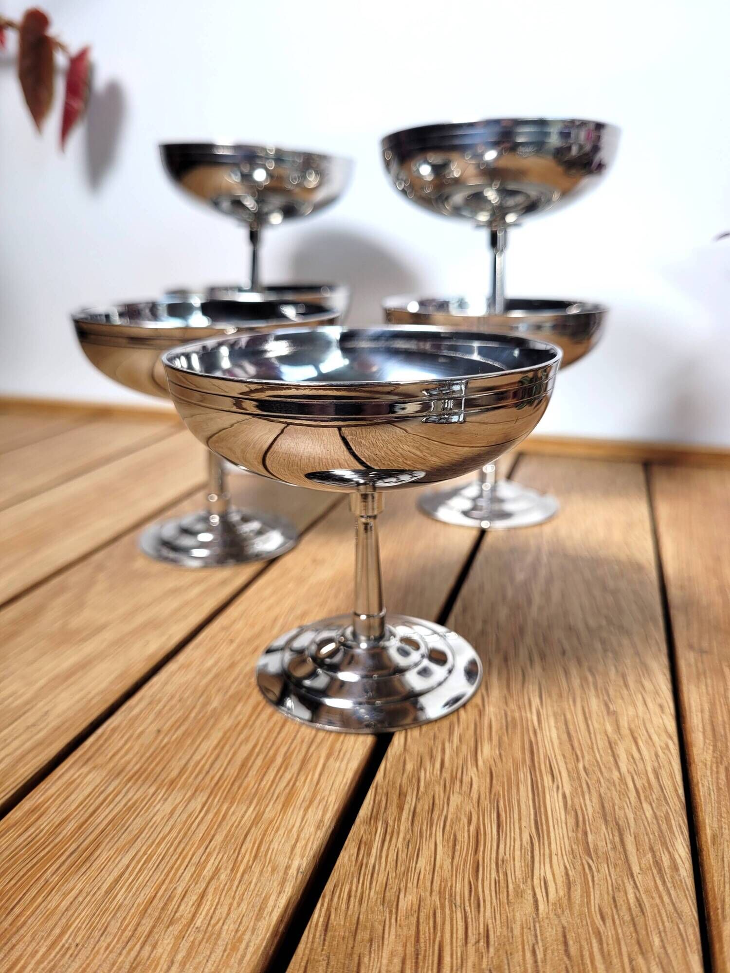 Set of 6 vintage stainless steel ice cream cups Letang Remy 1970
