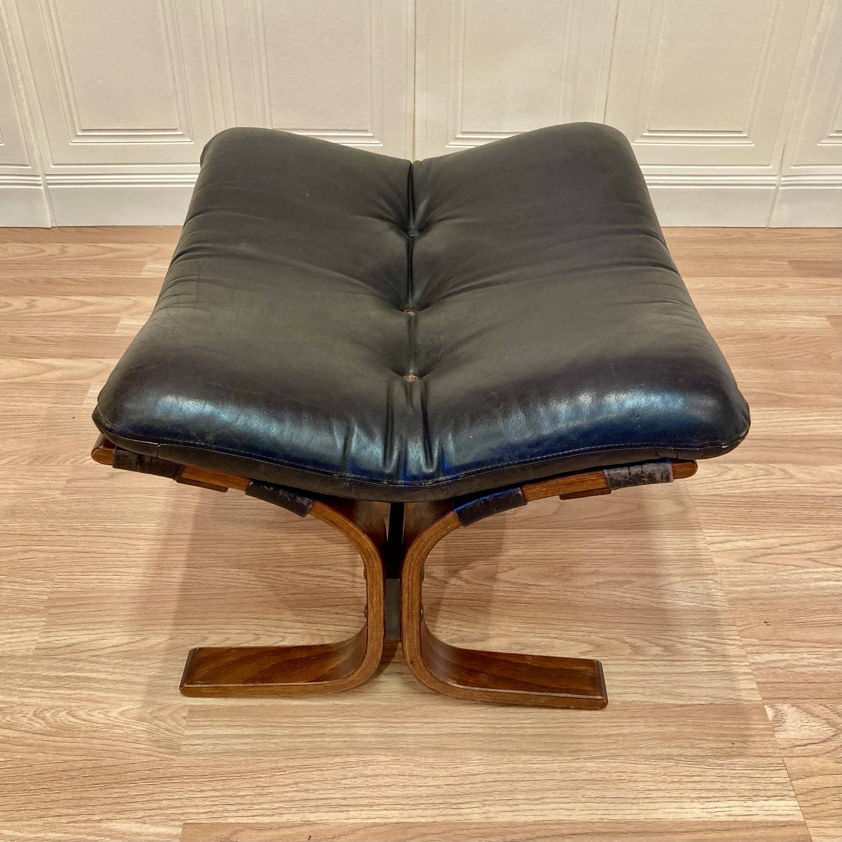 Leather ottoman "Scandinavian design" 1960.