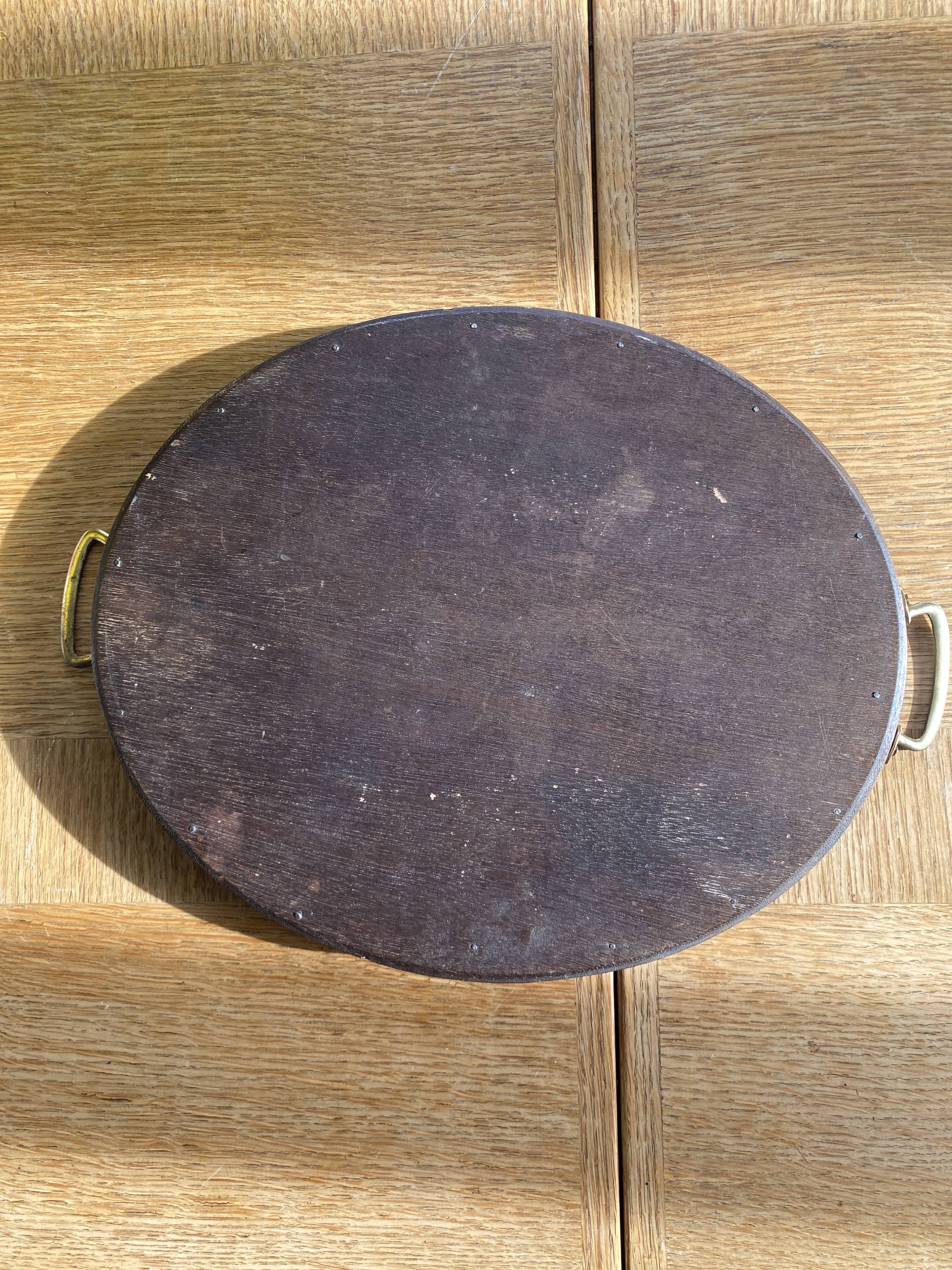 Service tray in marquetry