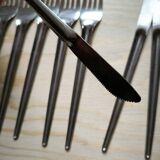 Set of 12 vintage design stackable stainless steel knives and forks