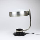 Oscar Torlasco black and nickel swivel desk lamp, Lumi Milano, Italy, 1960s.