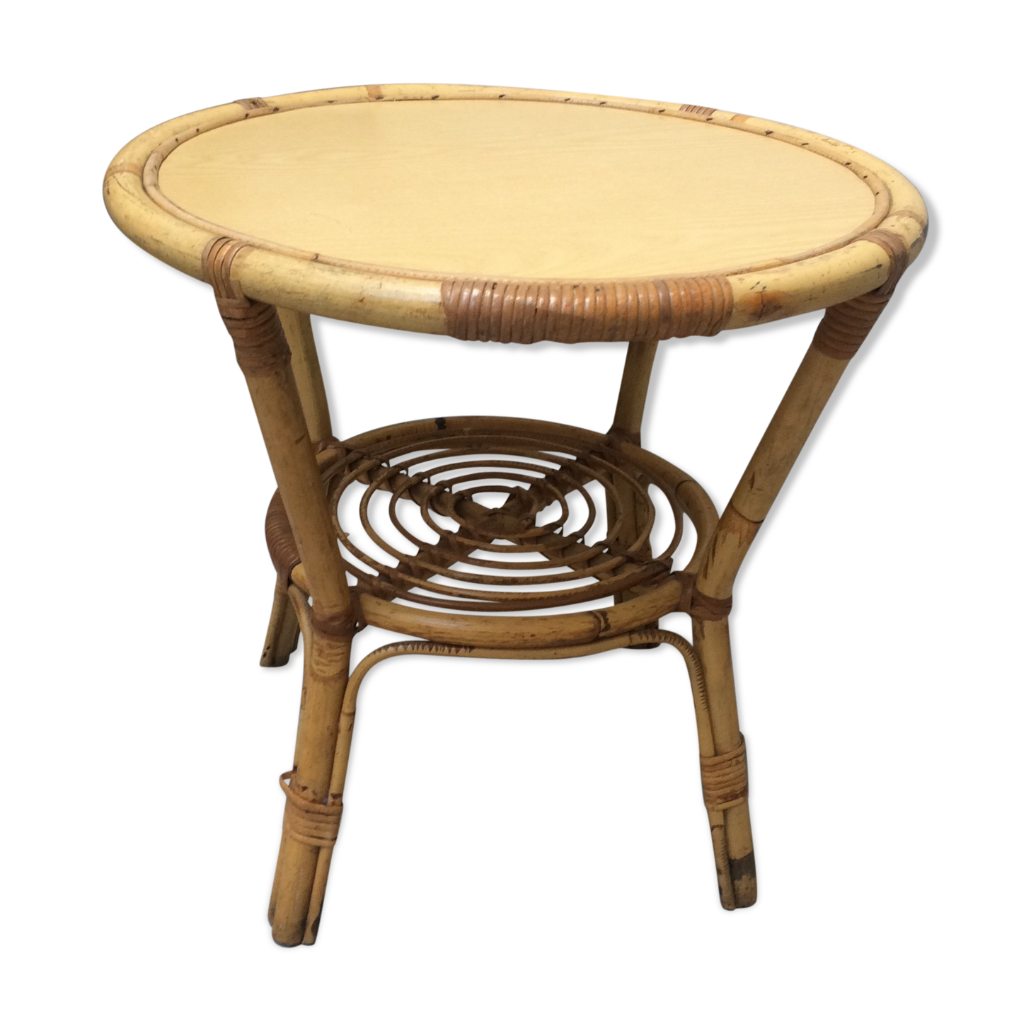 Rattan side table