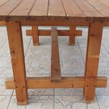 Vintage solid pine table and benches