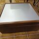 Leather and brushed metal coffee table from the 70s