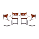 Set Of 4 Restored Bauhaus Beech Plywood Armchairs by Mart Stam, High Gloss, 1930s, Germany